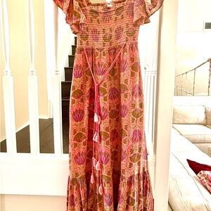 Banjanan Floral Pink and Green Maxi Dress size Small